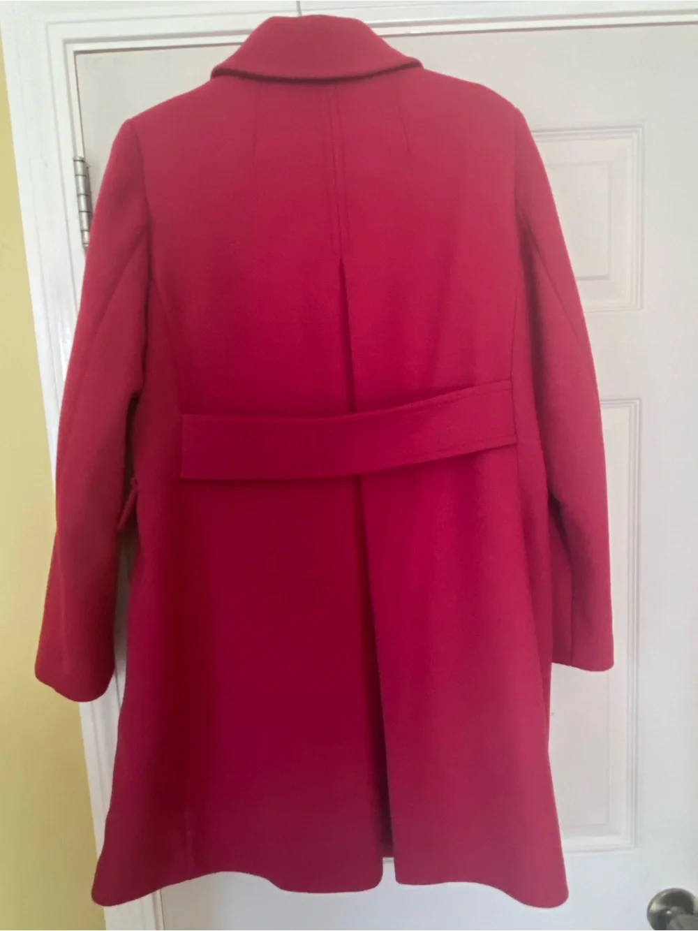 Kate Spade Magenta Bow-Front Wool Pea Coat